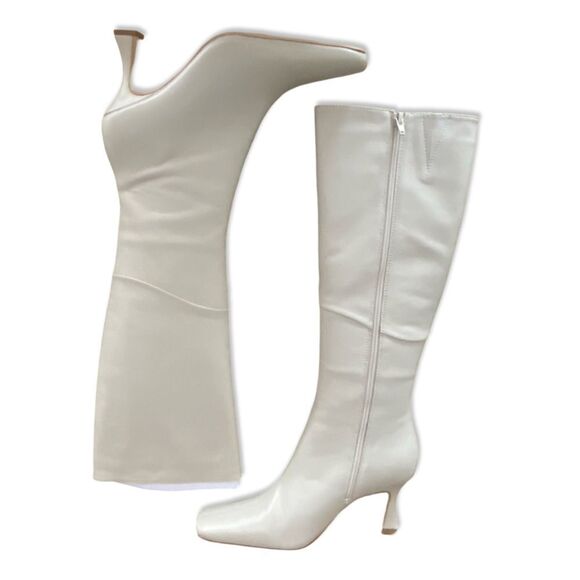 Tony Bianco Fantasy Boots Vanilla Nappa knee high leather square toe heels 8 - Picture 7 of 14